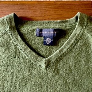Banana Republic sage green 100% wool v neck sweater.
